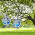 TOUPOP Sterling Silver Birthstone Tree Of Life Leverback Earrings Gifts For Women Teens Birthday-0-6
