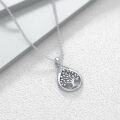 wholesale 925 Sterling Silver Teardrop Tree of Life Pendant with Cubic Zirconias and Leaves Necklace for Women's s-0-4
