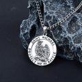 wholesale 925 Sterling Silver Saint Michael Pendant with Dragon and Sword on Round Medal Chain Necklace for Men Women 3D Protection  (Silver)-0-2