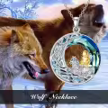 TOUPOP Sterling Silver Blue Crystal Wolf And Boy Pendant Necklace-0-1