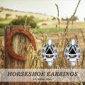 wholesale 925 Sterling Silver Horse Shoe Triangle Stud Earrings with Cubic Zirconia and Black Onyx for Women Girls  (Horse Shoes)-0-5