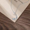 wholesale 925 Sterling Silver Lab-Grown Cubic Zirconia Dragon on Crescent Moon Charm Necklace-0-2