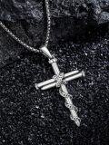wholesale Nail Cross Necklace For Men Wrap Rope 3 Nail Cross Pendant With Stainless Steel Chain Silver Cross Necklace Protection Faith Jewelry Gift For Christmas Him -0-3