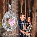 wholesale Sterling Silver Yellow Gold Plated Gemstone Tree of Life Pendant Necklace-0-106