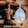 wholesale 925 Sterling Silver Moonstone Piano Girl Pendant Necklace with Rose Gold Accents and Cubic Zirconia Stones-0-2