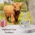 wholesale 925 Sterling Silver Sunflower Highland Cow Heart Pendant Necklace-0-5