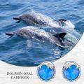 wholesale 925 Sterling Silver Opal Dolphin Earrings - Hypoallergenic, Fashionable, Gift for Women-0-1