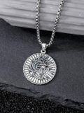 wholesale 925 Sterling Silver Round Medusa Head with Snakes Pendant Necklace for Men Women Catholic Protection s 36cm Chain Length-0-1