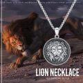 wholesale 925 Sterling Silver Round Lion Head Pendant Necklaces for Men & Women - Animal s-0-2