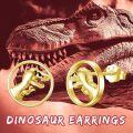 wholesale 925 Sterling Silver Dinosaur Stud Hoop Earrings - Gold Tone Hypoallergenic Jewelry for Women and Girls-0-2