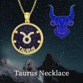 wholesale 14k Gold Plated Blue Sandstone Zodiac Necklace 12 Constellation Pendant for Women-0-21