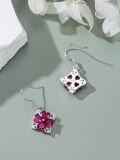wholesale 925 Sterling Silver Heart-Shaped Ruby Drop Earrings - Valentines Day Gifts for Her-0-4