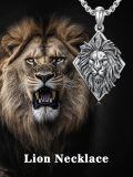 wholesale 925 Sterling Silver Lion Head Pendant Necklace for Men Women  45cm Chain Length-0-3