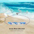 wholesale 925 Sterling Silver Blue Enamel Wave Design Adjustable Celtic Moon Bracelet - Irish  for Women-0-5