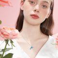 wholesale 925 Sterling Silver Blue Opal Dolphin Pendant Necklace for Women Girls Gifts-0-4