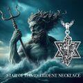 wholesale 925 Sterling Silver Star of David Pendant with Poseidon Head and Trident Charm Necklace for Men Women  48cm Chain Length-0-2