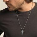 wholesale 925 Sterling Silver Oxidized Crown Of Thorns Nail Cross Pendant Necklace-0-2