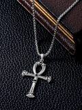 wholesale 925 Sterling Silver Ankh Cross Pendant Necklace  for Men & Women - Protection Amulet Religious Jewelry with 24+2mm Rolo Chain (Gift Included)-0-3