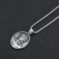 TOUPOP Stainless Steel Stone St Medal Protection Necklace for Men Women-0-3