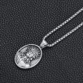 TOUPOP Stainless Steel Stone St Medal Protection Necklace for Men Women-0-3