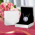 TOUPOP Sterling Silver White Zirconia Crystal Circle Pendant Necklace Gift-0-4