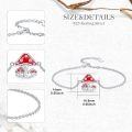 wholesale 925 Sterling Silver Mushroom Red Enamel Adjustable Ankle Anklet-0-3