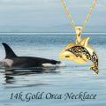 wholesale 14K Gold Dolphin Tail Ocean Pendant Necklace for Women Girls Christmas Gift-0-5