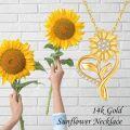 wholesale 14K Gold Sunflower Pendant Necklace with Diamond Accents for Women - Mothers Day & Christmas Gifts-0-4