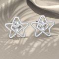 wholesale 925 Sterling Silver Heart & Star Design Cubic Zirconia Stud Earrings for Women-0-2