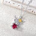 wholesale Metal Stone Highland Cow Pendant Necklace w Heart Birthstone Women s Gift-0-2