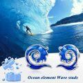 TOUPOP Sterling Silver Epoxy Wave Stud Earrings Beach Jewelry Gifts-0-1