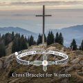 wholesale 925 Sterling Silver Cross Bracelet Wholesale With Pink Stones And Engraved Inspirational Message-0-5