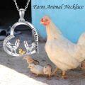 wholesale 925 Sterling Silver Love You Forever Heart Pendant with Chickens and Duck Necklace for Women Girls-0-5