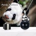 wholesale 925 Sterling Silver Metal Panda Black Agate Pendant Necklace Gift for Her Him Valentines Day Present-0-3