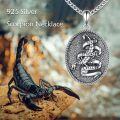 wholesale 925 Sterling Silver Scorpion & Snake Pendant with Soul Strength Loyalty Inscription on Oval Rope Bead Chain Necklace for Men-0-5