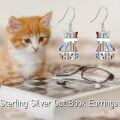 wholesale 925 Sterling Silver Cat-Shaped Book Earrings with Hypoallergenic Stones - Elegant Gift for Women-0-1