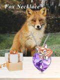 wholesale 925 Sterling Silver Fox Heart Pendant Necklace Purple Crystal s for Her-0-5