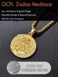 wholesale  Sterling Silver Zodiac Necklace for Men 12 Constellation Horoscope Pendant Birthday Father s Day Gift -0-4