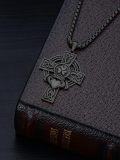 wholesale Sterling Silver Cross Pendant Necklace for Men Women Protection Amulet Religious Gift with 22 +2 Rolo Chain (with Gift)-0-3