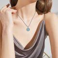 wholesale 925 Sterling Silver Round Flower of Life Blue Stone Pendant Necklaces for Women and Men-0-1