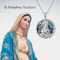 wholesale 925 Sterling Silver Saint Dymphna Medal Prayer Jewelry for Women Men Catholic Christian Gifts 48 Chain-0-4