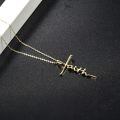 wholesale 925 Sterling Silver Faith Cross Pendant Necklace With Initial M Heart Charm For Women-0-2