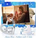 wholesale 925 Sterling Silver Mama Bear Family Pendant Necklace - Heart-Shaped Charm w/ Cub Design-0-1