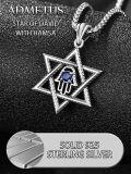 wholesale 925 Sterling Silver Hamsa Hand Star of David Pendant Necklaces for Women and Girls Judaica s 38cm  Length Adjustable Size (Silver)-0-3