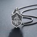 wholesale 925 Sterling Silver Shield Pendant With Saint Christopher Figure-0-1