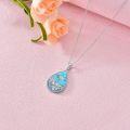 wholesale 925 Sterling Silver Teardrop Turquoise Dragonfly Lotus Flower Pendant Necklace for Women Gifts-0-1