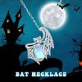 wholesale 925 Sterling Silver Blue Moonstone Bat Pendant Gothic Halloween Necklace-0-5