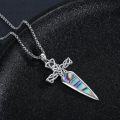 wholesale 925 Sterling Silver Celtic Cross Abalone Shell Dagger Pendant Necklace for Men Women Vintage Gothic s 48cm Chain Length-0-1