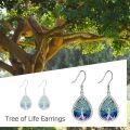 wholesale 925 Sterling Silver Teardrop Green & Blue Enamel Celtic Tree Of Life Dangle Earrings For Women-0-1