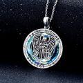 wholesale 925 Sterling Silver Saint Michael Pendant Necklaces with Blue Crystal and Cubic Zirconia Protection s for Women Men-0-3